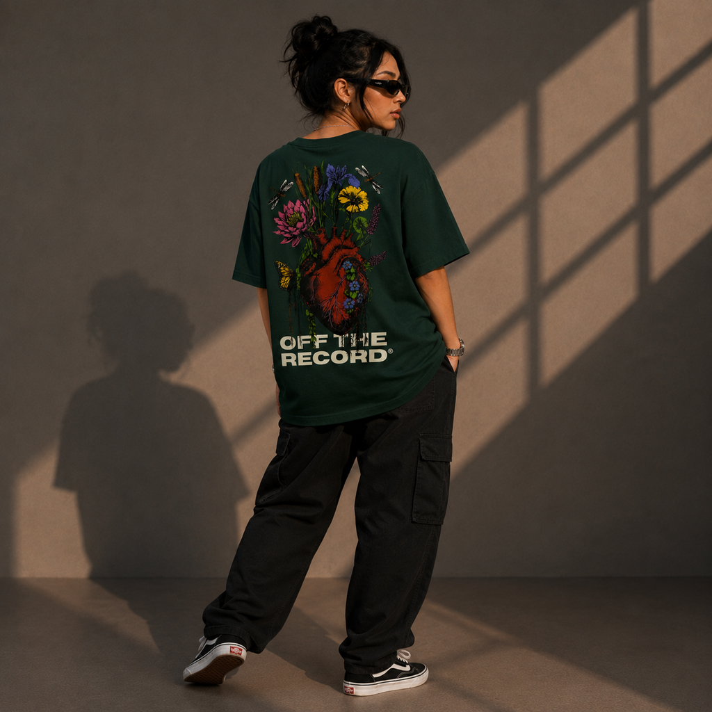 Blooming Heart Oversized Graphic T-Shirt